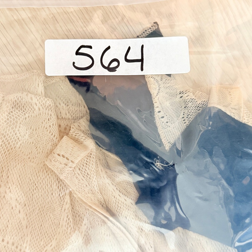 Festival Studded Lace Sheer Top. Sleeveless Beige Black Small Y2K Fairy Grunge - Picture 11 of 11